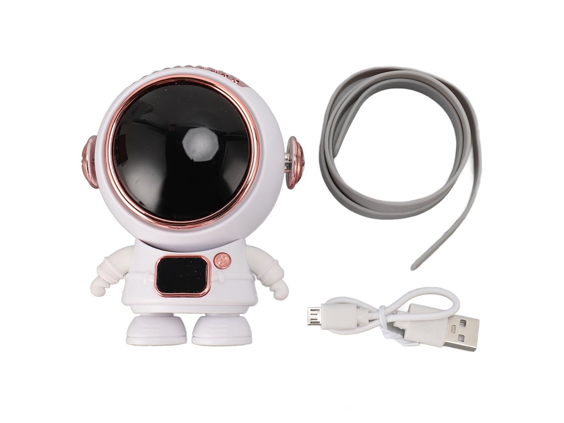 Ventilador de cuello portátil con aspas de turbina, 5 velocidades, diseño de astronauta de dibujos animados, colgante.