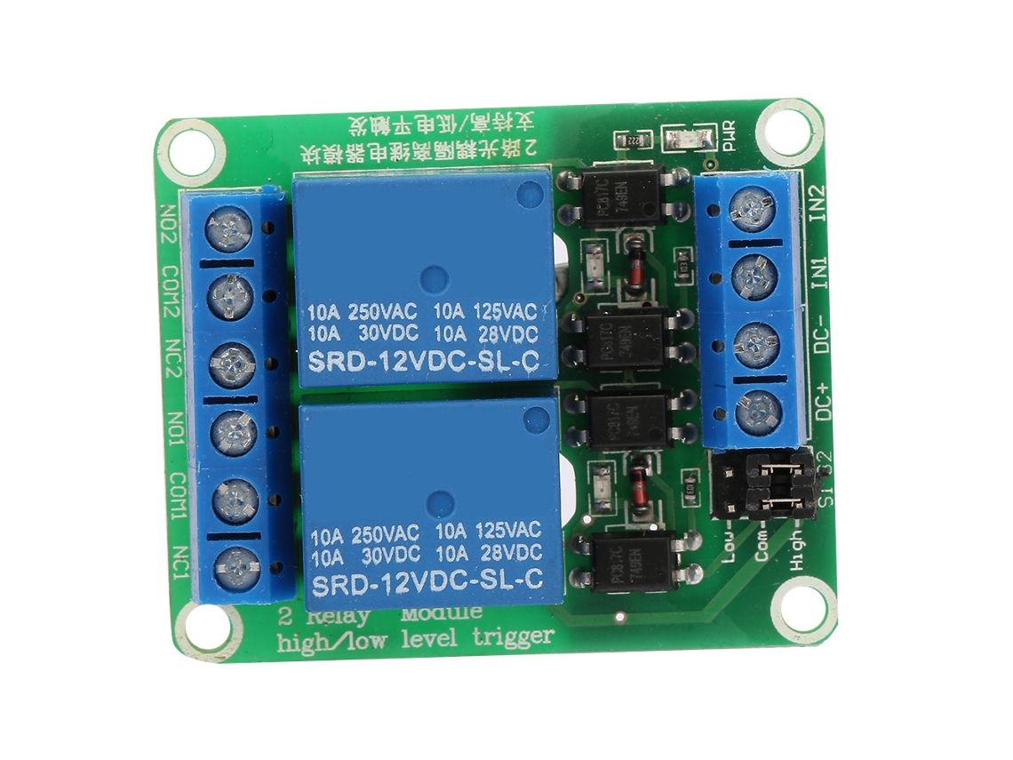 Módulo de relé optoacoplador de 2 canales Velora 2026, 2 piezas, compatible con activación por alta y baja tensión (12 V).
