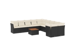 Maison Exclusive - Set De Sofás De Jardín 11 Pzas Y Cojines Ratán Sintético Negro