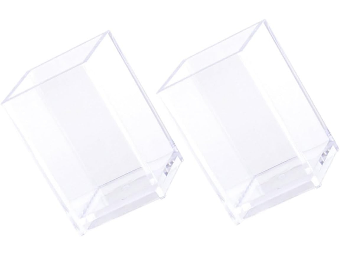 2 estuches transparentes con base antideslizante, organizador cuadrado, multifuncional.