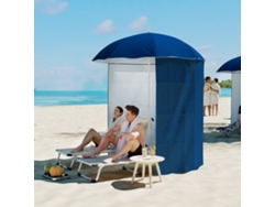 Guarda-sol De Pátio Com Painel Lateral Ø220x220 Cm Com Abertura Manual, 8 Varetas De Aço E Bolsa De Transporte, Azul