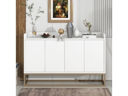 Aparador de cocina moderno con 4 puertas, blanco, 120 x 30 x 80 cm, ideal para el comedor, el salón o la cocina.