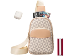 Bolso bandolera de piel para mujer, estilo riñonera, con dos bolsillos con cremallera, ideal para el colegio, Comp Gokoco