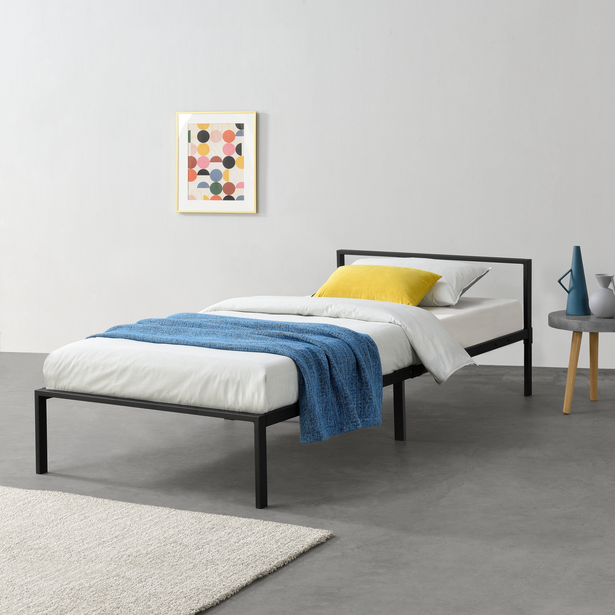 Cama [EN.CASA] (Metal - Negro - 90x200 cm)