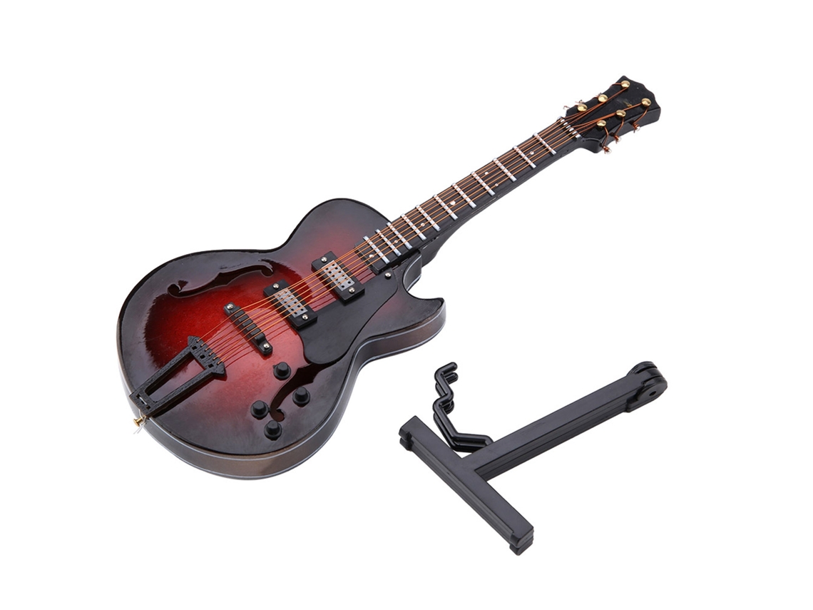 Guitarra Miniatura De 14 Cm Con Soporte Y Estuche - Instrumento Decorativo - Regalo De Navidad