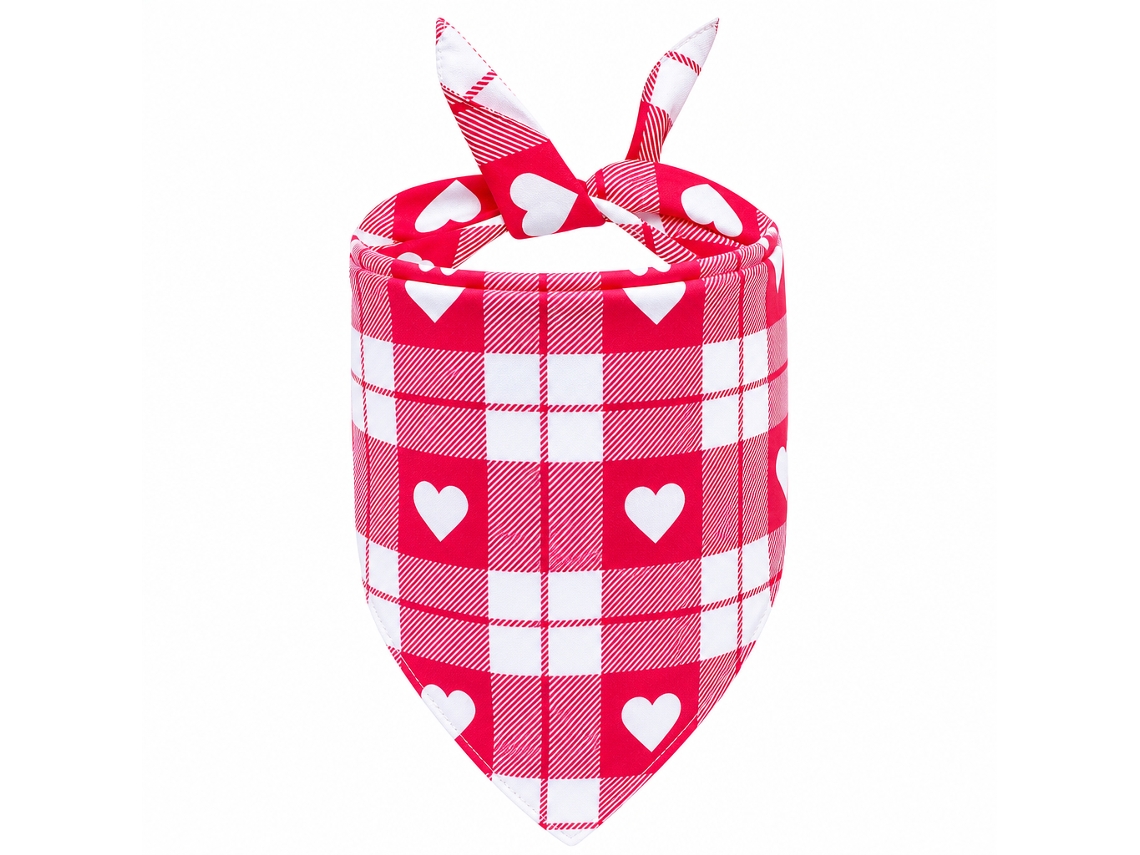 Pañuelo para perro POLSKI, poliéster, rojo/rosa, 70x48x48 cm, 1 unidad, ligero, plegable, doble cara, para fiestas y fotos.