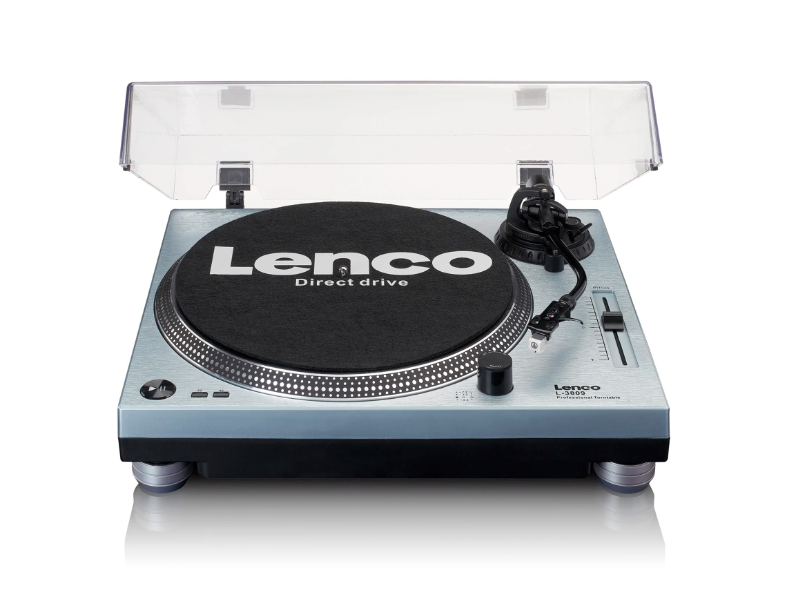 Tocadiscos LENCO Tocadiscos Lenco L-3809 para Dj con Preamplificador Usb Direct Drive 33 y 45 Rpm Mmc Rca Line Out Azul Metálico