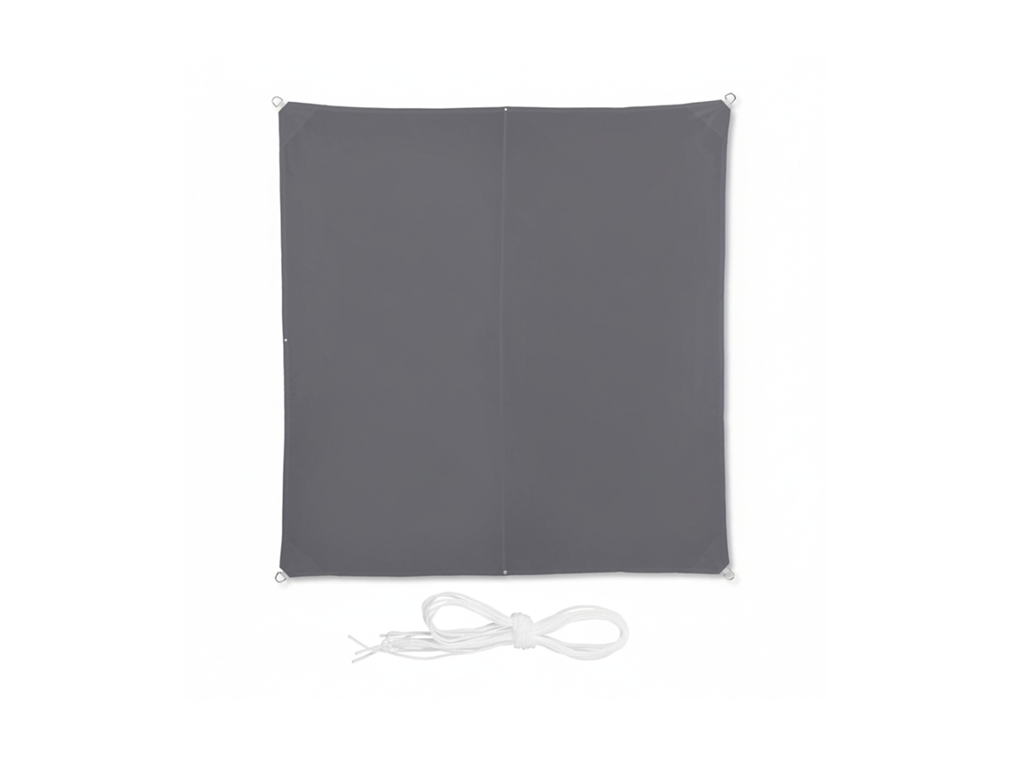 Relaxdays Toldo Vela Cuadrado, Impermeable, Protección Rayos Uv, Con Cuerdas Para Tensar, Gris, 3 X 3 M