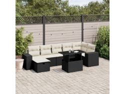 Conjunto de sofá de jardín de 8 piezas con cojines en mimbre sintético negro de DKD Home Decor