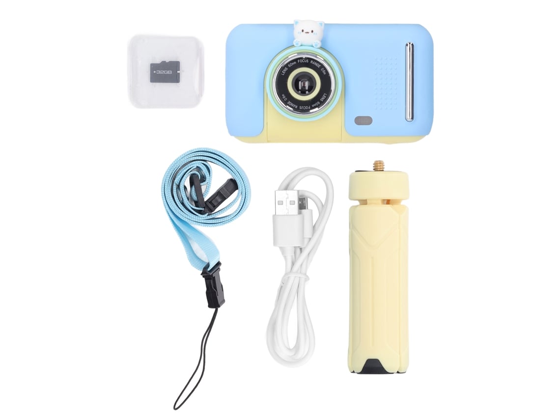 Bj-câmera Para Crianças Hd Com Tela De 2,4 Polegadas, 40mp Foto, Vídeo 1080p, Brinquedo Câmera Com Cartão De Memória 32g Azul Amarelo