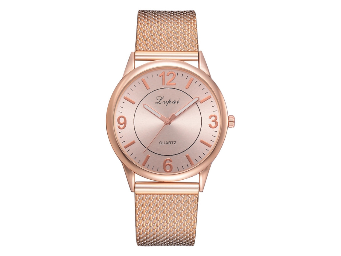 Reloj De Moda Para Mujer Lvpai Con Correa De Silicona Y Esfera Redonda De Aleación (oro Rosa)
