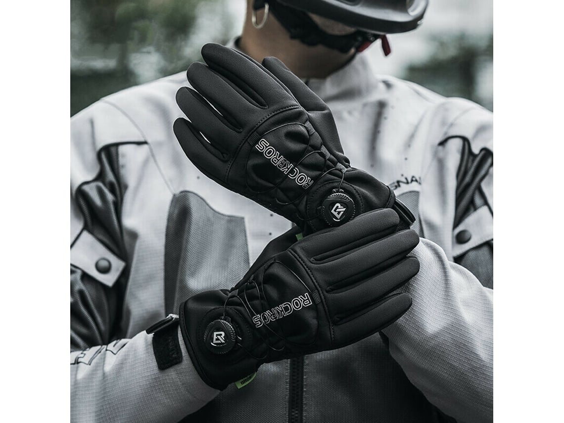 Mrockbros Luvas Térmicas Ciclismo Resistentes Vento Antiderrapantes Tela Sensível Toque Inverno Motociclismo Scooter Esqui