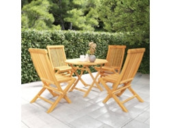 Juego de comedor de jardín de 5 piezas en madera maciza de teca DKD Home Decor