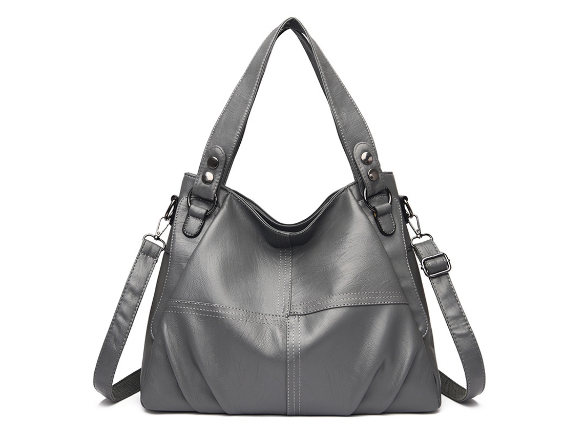 Bolso de mano de piel suave para mujer, bandolera estilo mensajero, estilo hobo, gris Digitallab