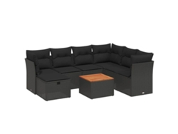 Maison Exclusive - Set De Sofás De Jardín 8 Piezas Y Cojines Ratán Sintético Negro