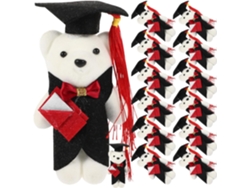 Juego de 14 peluches de graduación: mini adornos de ositos de peluche con forma de médico y empaque con ramo de flores.