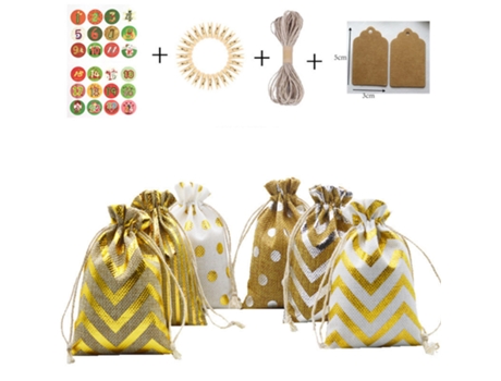 Calendario de Adviento DIY Bolsas de tela Decoración y pegatinas de números