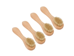 Juego De 4 Cepillos De Limpieza Facial Con Mangos De Madera Para Exfoliación.