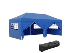 Cenador plegable de jardín de 3x6 m con 6 paneles laterales y bolsa de transporte - AZUL