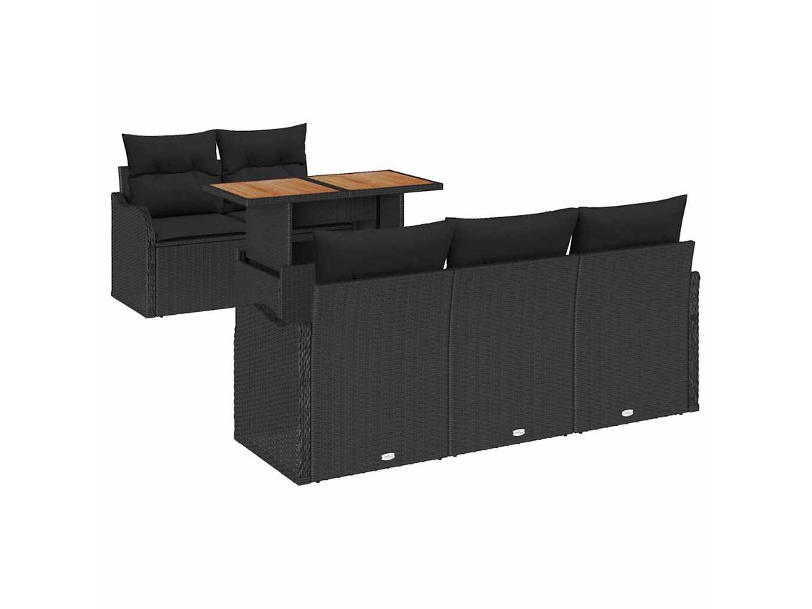 Maison Exclusive - Conjunto De Sofá De Jardín 6 Pcs Negro Poliratán