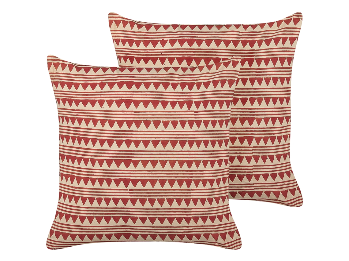 Juego de cojines decorativos BELIANI Deglupta de Algodón Rojo 45x45x10