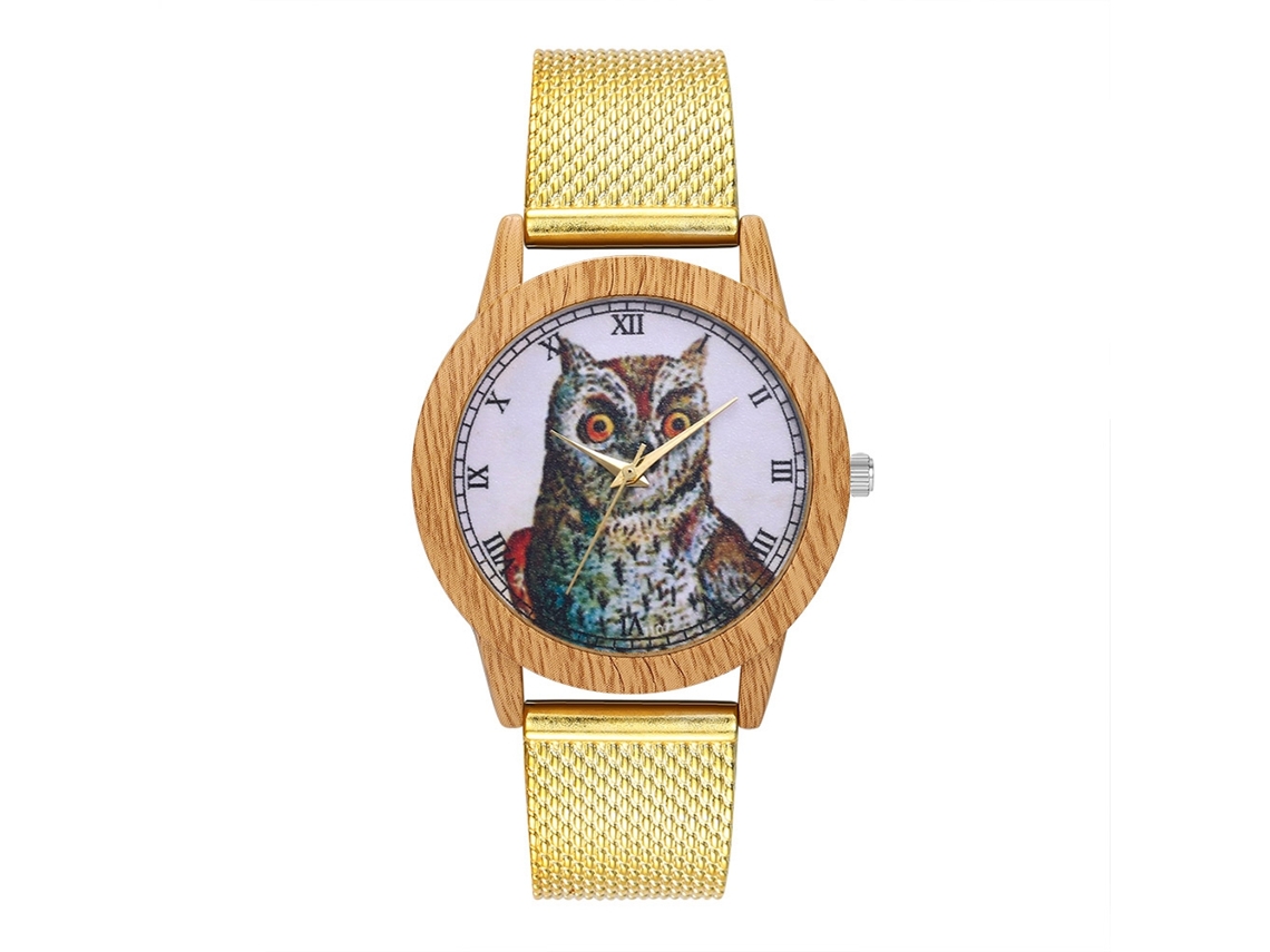 Reloj De Pulsera Analógico De Cuarzo Unisex Con Elegante Correa De Malla Dorada.