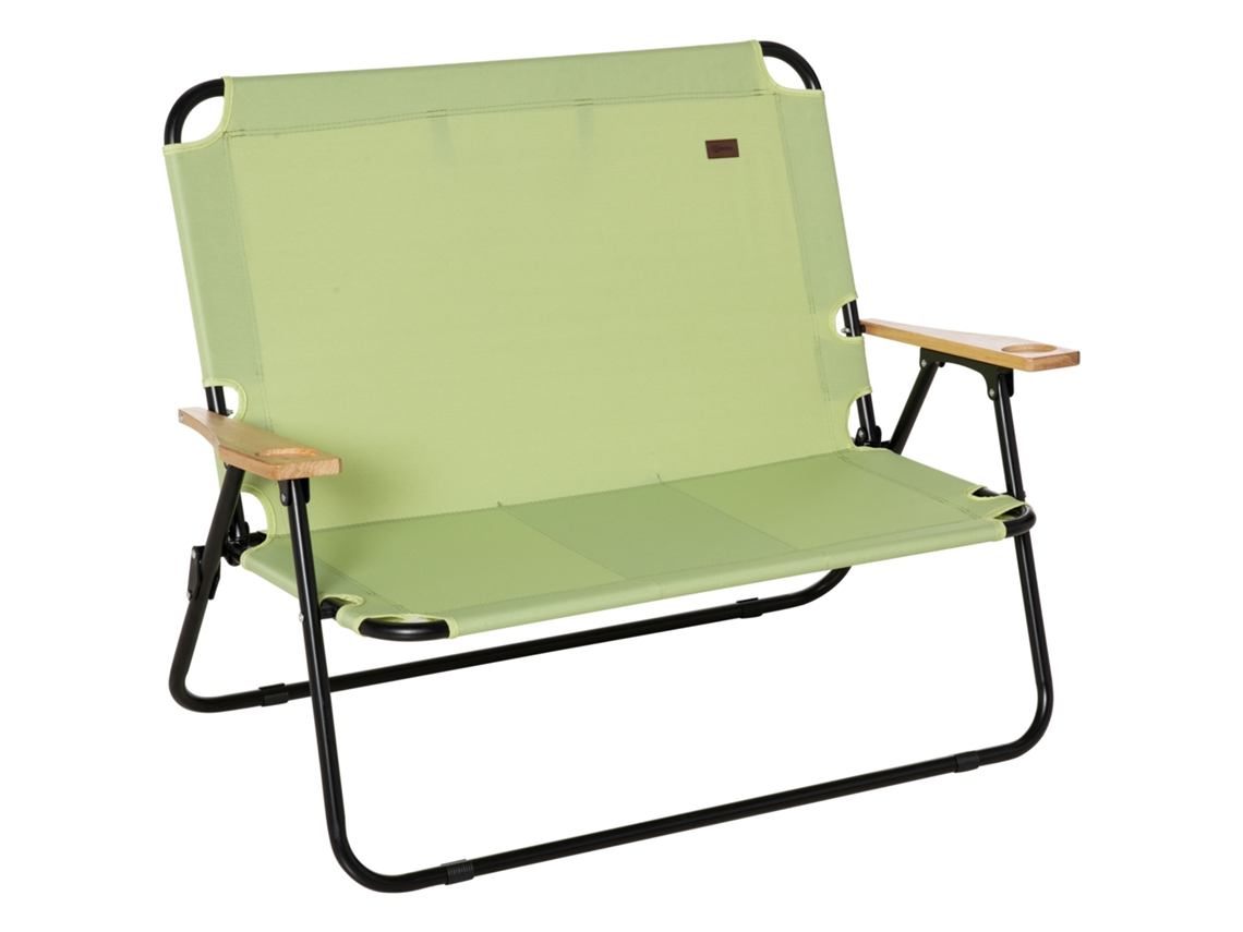 Silla de camping doble con 2 asientos, portátil, con portavasos para picnics al aire libre y senderismo, carga máxima de 160 kg.