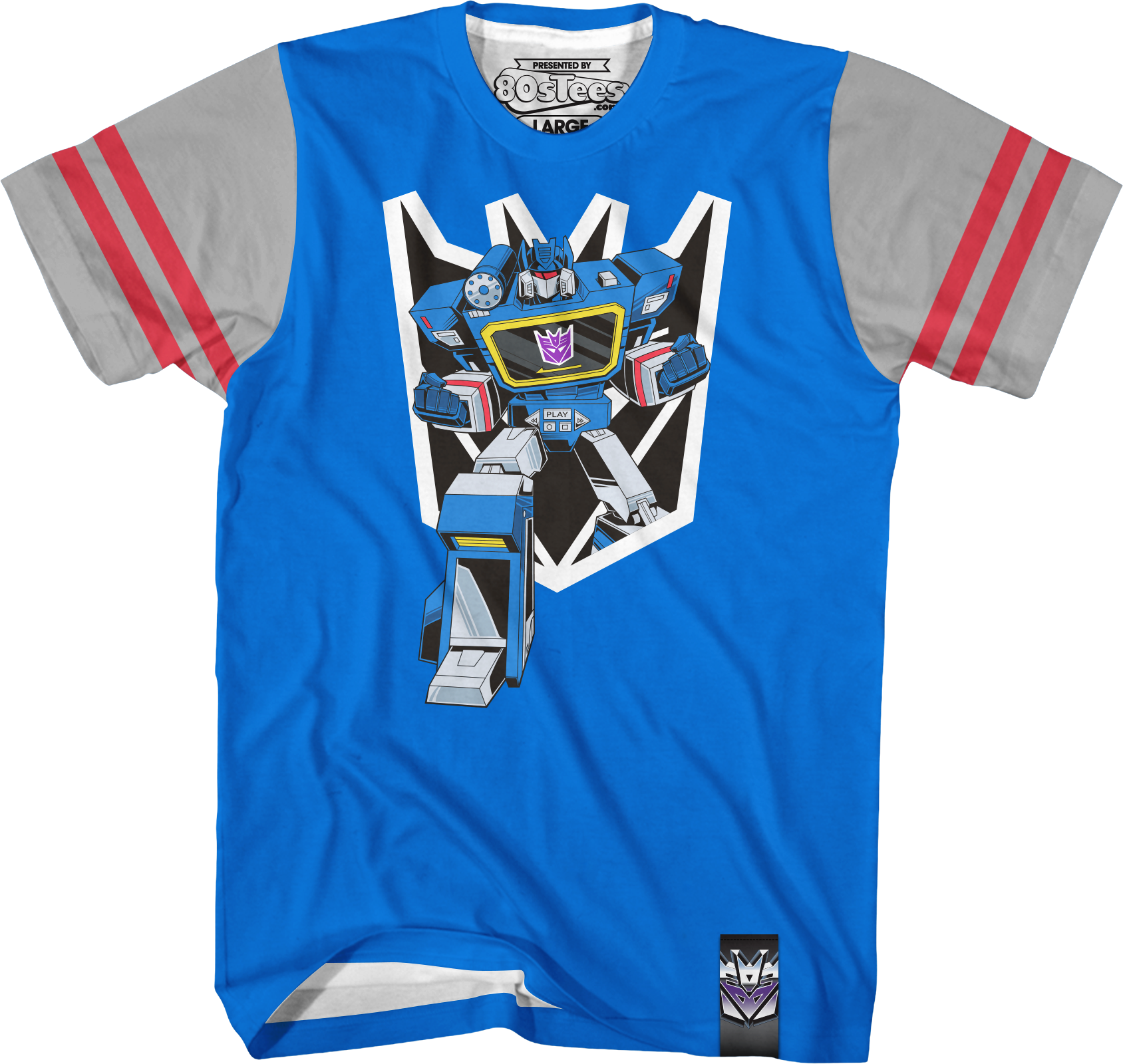 Camisetas Unisex DEEPSTONE Soundwave Vintage Striped Sleeve Transformers Azul real (M)