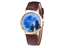 Reloj De Pulsera Analógico De Cuarzo Con Esfera Redonda, Estilo Moderno, Color Marrón.