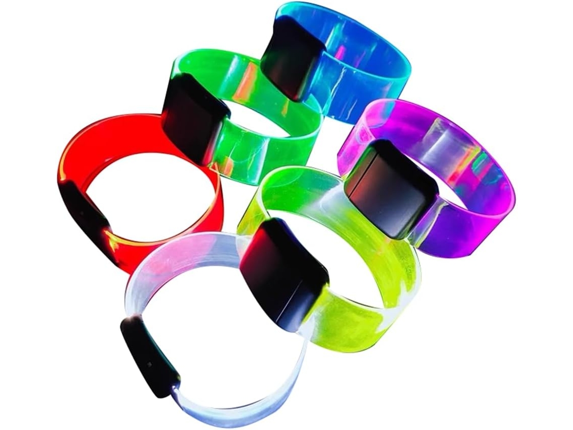 Pulseras Led Que Brillan En La Oscuridad, Intermitentes Para Niños Y Adultos, Pulsera Con Anillo Luminoso (6 Unidades)