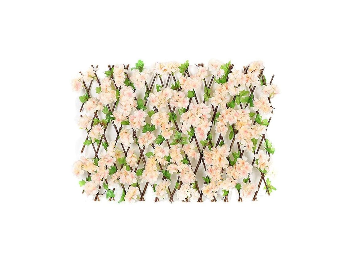 Valla De Madera Retráctil Y Extensible Con Flores Artificiales Para La Decoración Del Jardín.
