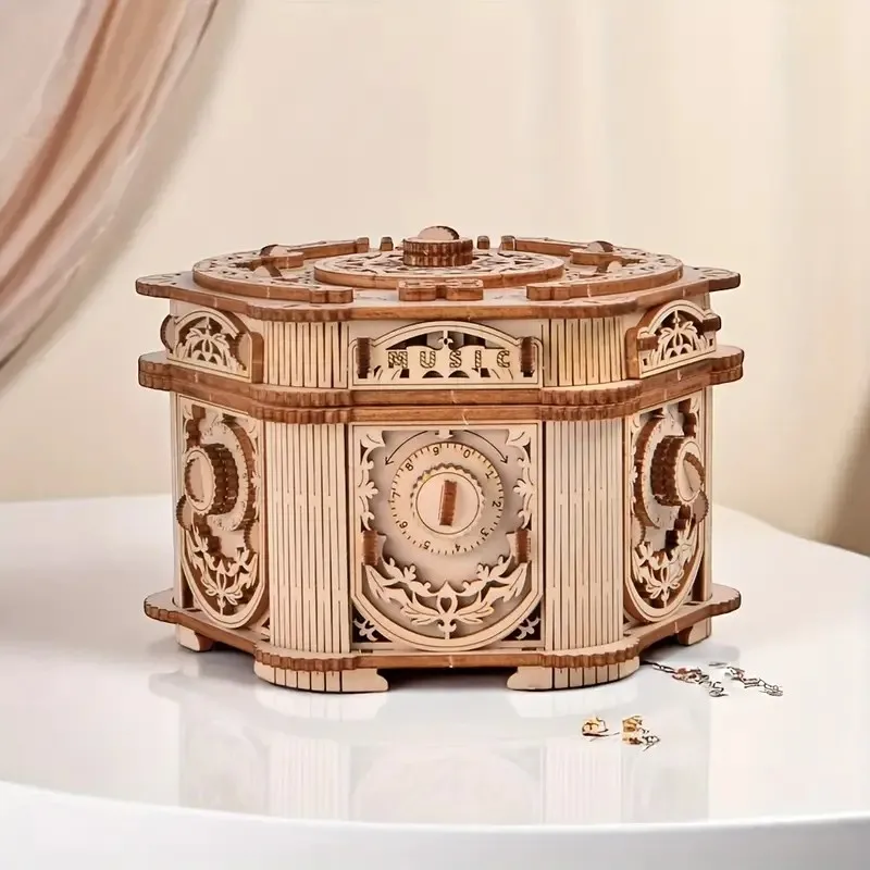 Cofre Del Tesoro 3d Diy, Juego De Rompecabezas De Madera, Ensamblaje De Regalo, Bloque De Construcción, Cofre Del Tesoro