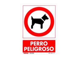 Cartel 29,7x21 cm perro peligroso 3030