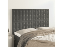 Cabeceros 4 Unidades Terciopelo Gris Oscuro 72x5x78/88 Cm