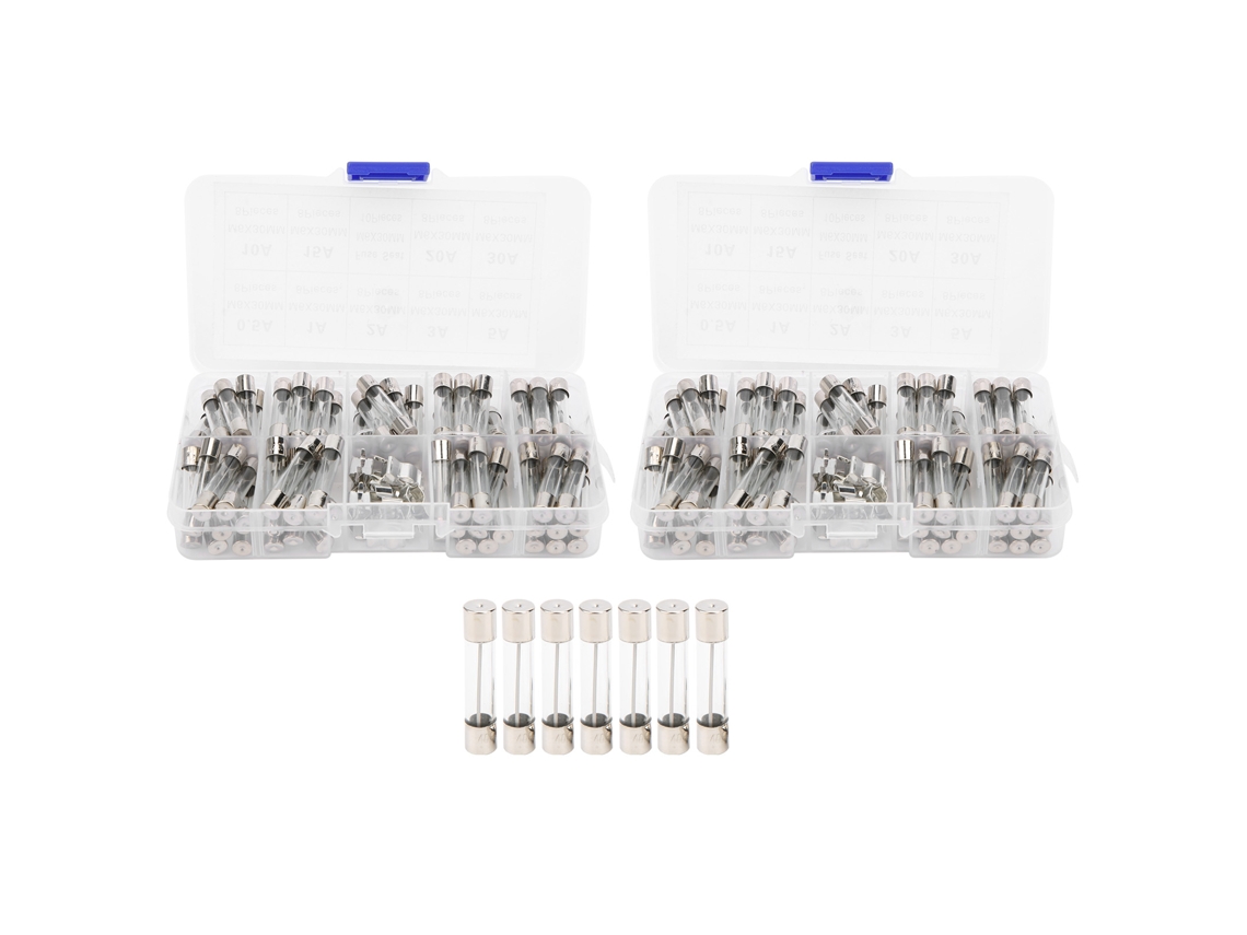 Kit De Fusibles De Vidrio Rapido 0.5a-30a M6x30mm Caja De Almacenamiento 2 Cajas
