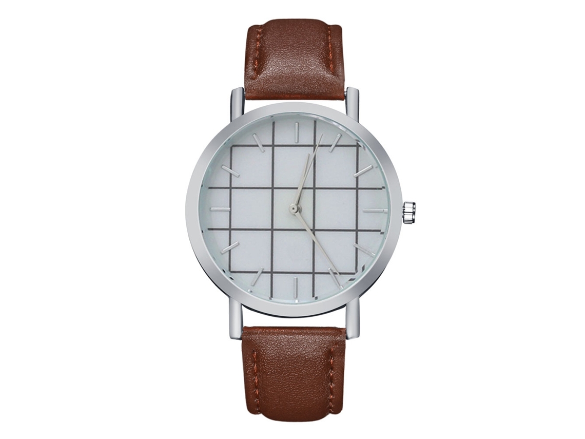 Reloj De Pulsera De Cuarzo Simple Unisex Casual De Cuero Artificial Zhoulianfa Café