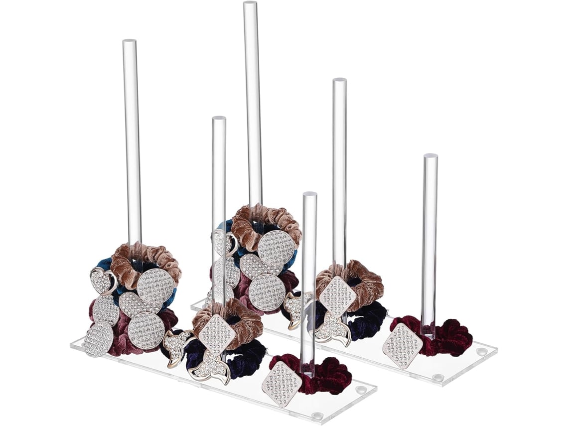 Soporte De Exhibición De Accesorios Para El Cabello De Acrílico Transparente De 3 Niveles Nuobesty, Soporte Vertical 2