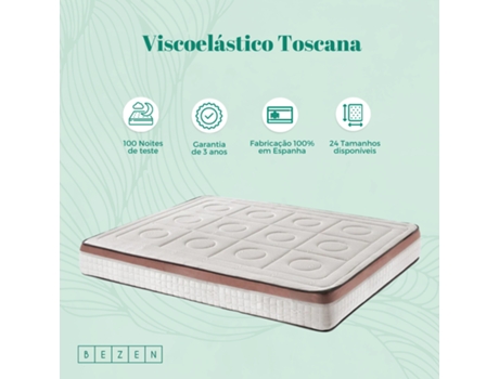 Colchón viscoelástico Extrasuave BEZEN Toscana Deluxe (105x180 cm - Visco)