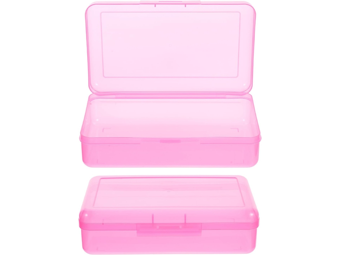Estuche De Plástico Rosa Transparente Para Oficina
