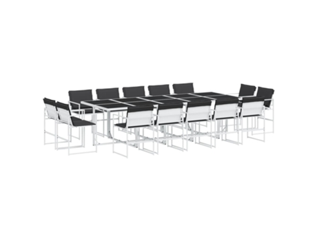 Conjunto 15 de comedor de jardín VIDAXL con cojines textilene blanco