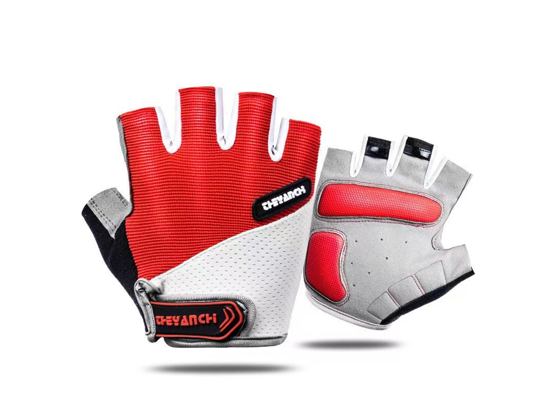 Guantes de ciclismo de medio dedo, antideslizantes y con absorción de impactos, color rojo/XL Gertiz