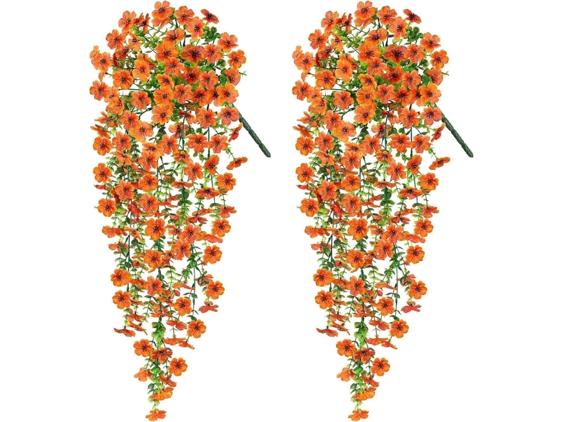 Flores Artificiales Colgantes - Plantas Artificiales - Para Decoración Del Hogar, Bodas Y Paredes (naranja)