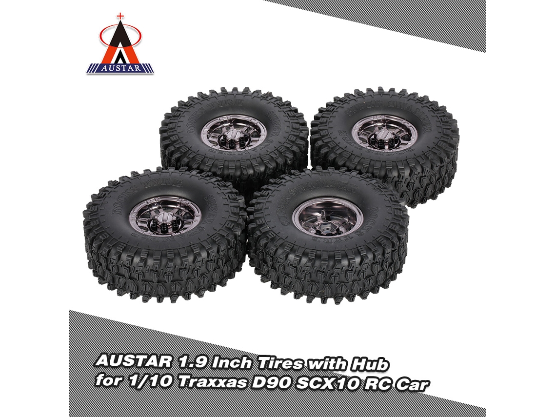 4 Neumáticos Austar Ax-5020g De 1,9 Pulgadas Con Buje Metálico Para Coches Todoterreno 1/10 Traxxas Scx10 Axial Rc4wd Tf2