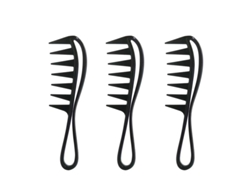 Juego de 3 peines profesionales de dientes anchos, peines de peluquería para dar volumen, plástico negro, MISSCA