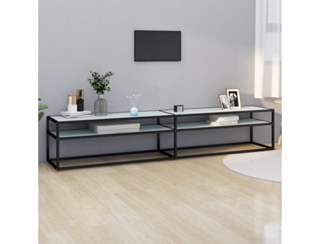 Mueble de TV 220X40X40,5 cm Vidrio Templado Mármol Blanco MAISON EXCLUSIVE
