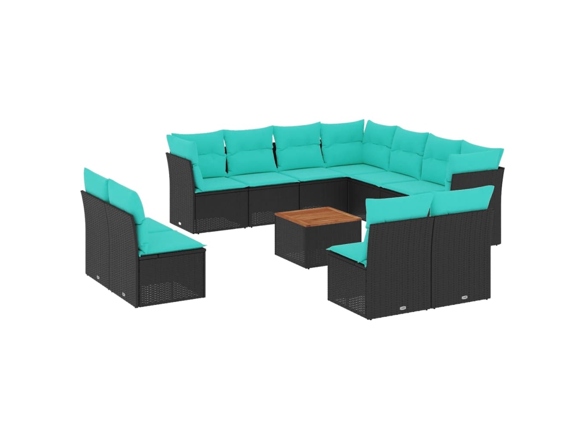 Maison Exclusive - Set De Sofás De Jardín Y Cojines 12 Pzas Ratán Sintético Negro