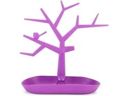 Árbol de joyería Linjou morado 2026, soporte colgante para pendientes, pulseras, anillos y collares, organizador de 27 x 27,5 cm.