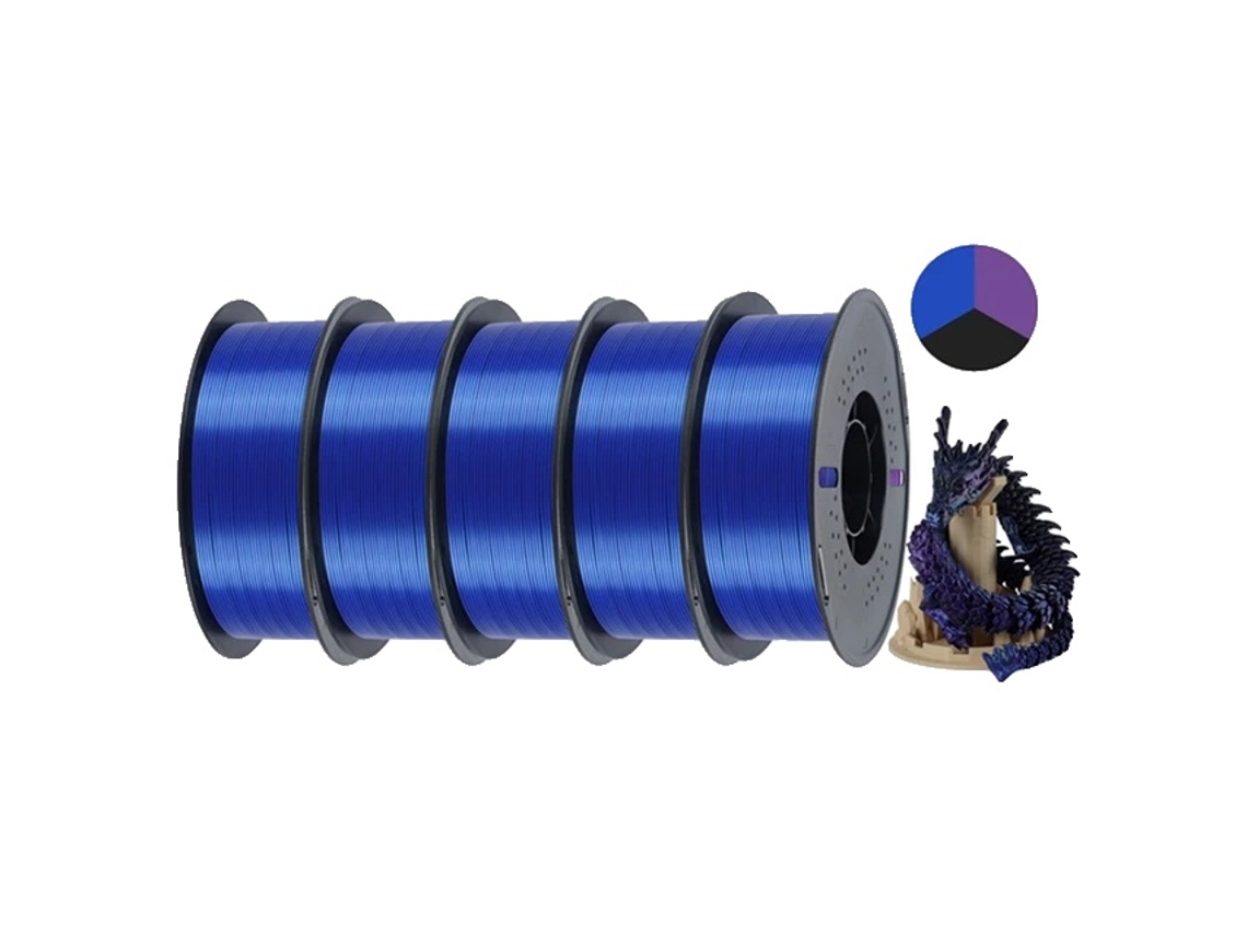 Filamento de impresión 3D, acabado seda, alta precisión, OEM negro, azul y morado