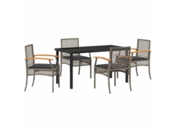 Maison Exclusive - Conjunto De Comedor De Jardín 5 Pcs Gris Y Negro Ratán