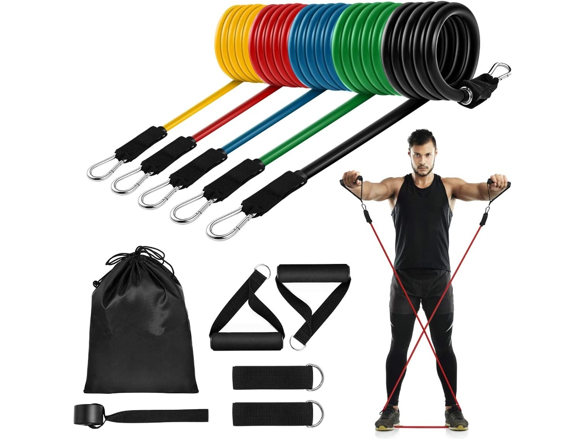 Set de barra de pilates con banda de resistencia y barra de yoga multifuncional Mdug (11 artículos de 100 listas)